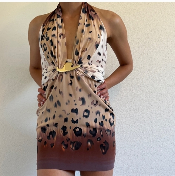 NWOT Bebe Silk Halter Sundress for Night Out SIZE 6 - Picture 1 of 8